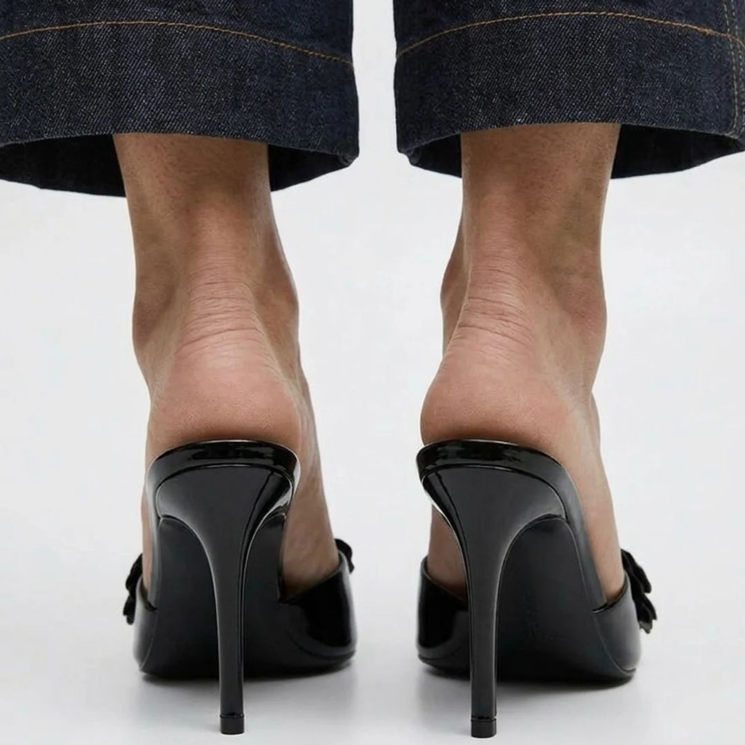 Bloom Petal - Black Rose Party heel