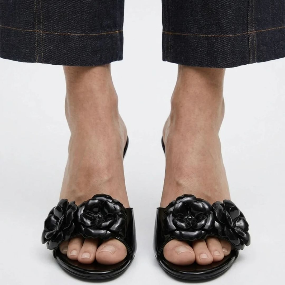 Bloom Petal - Black Rose Party heel