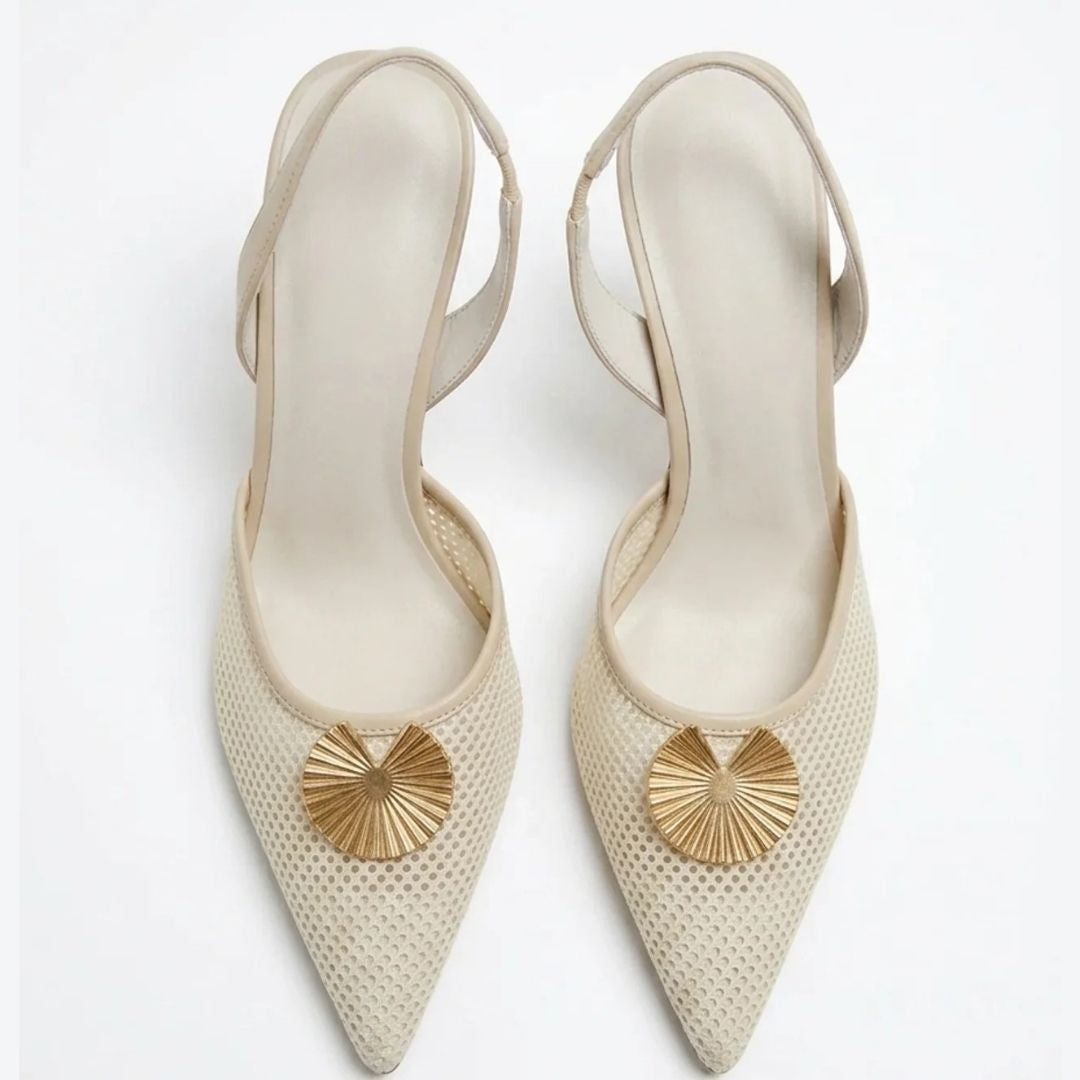 Soft Shell -  Cream Kitten heel