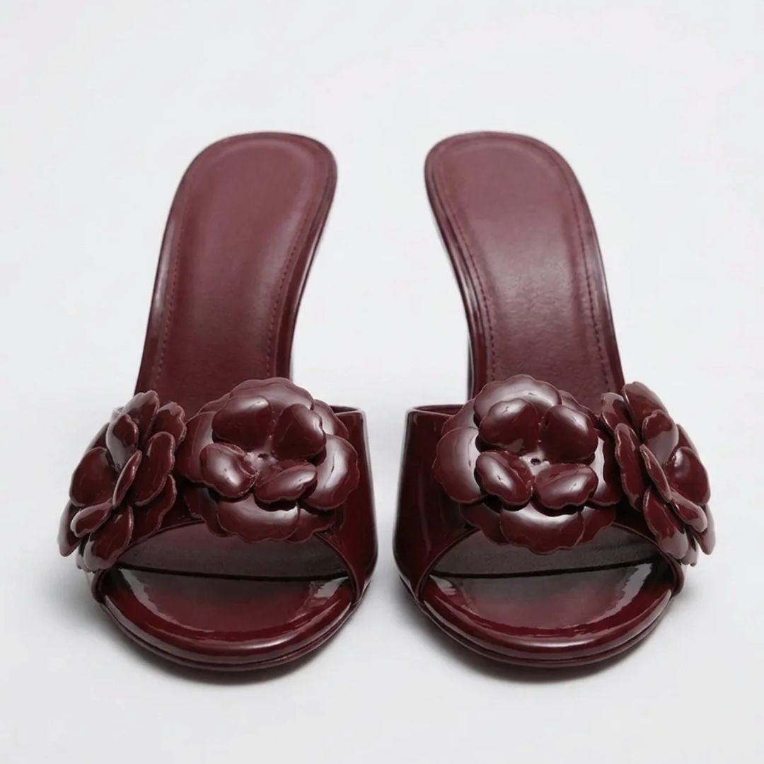 Bloom Petal red heel worn – party statement shoes for Indian women