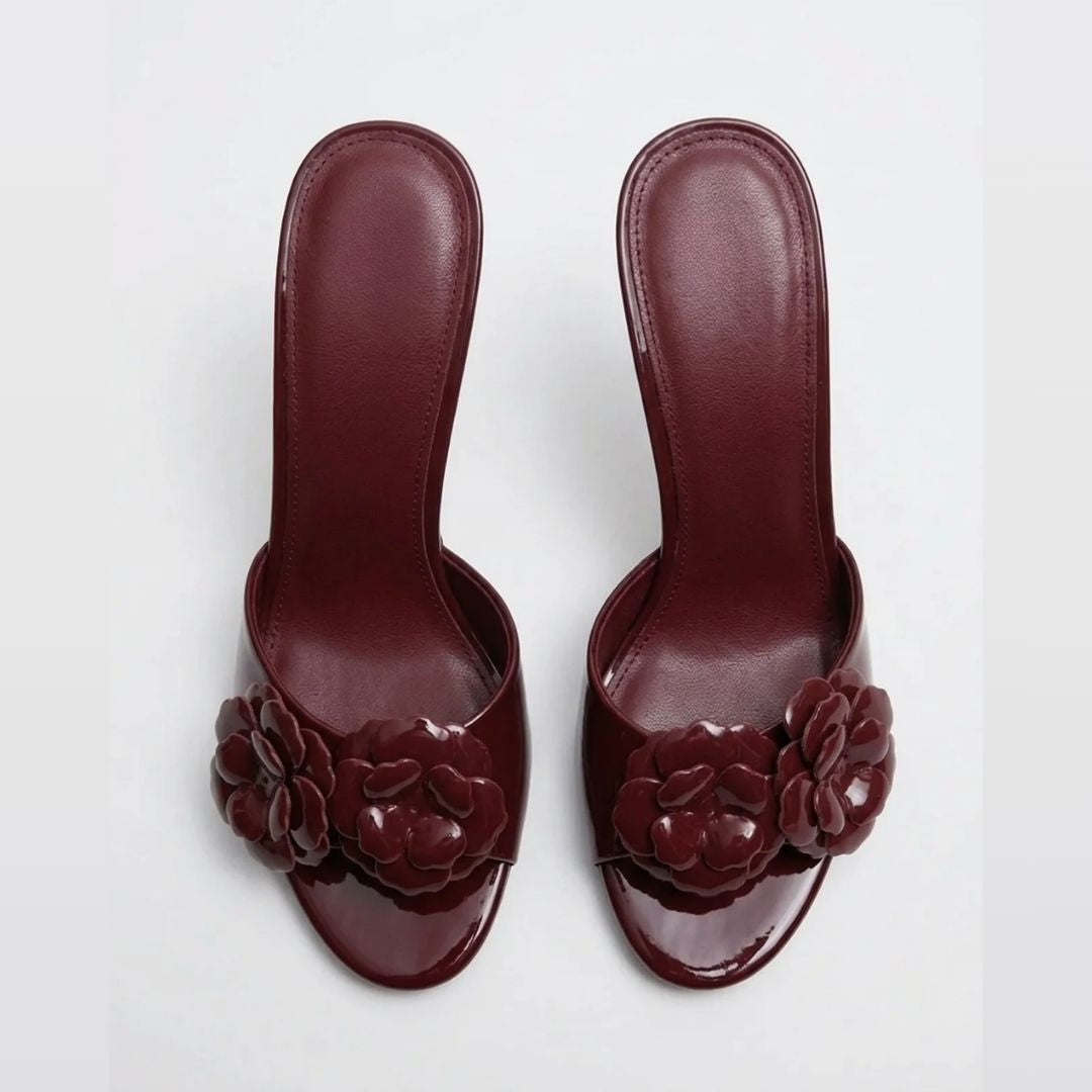 Bloom Petal heel height and sole view – Ozzaro evening wear