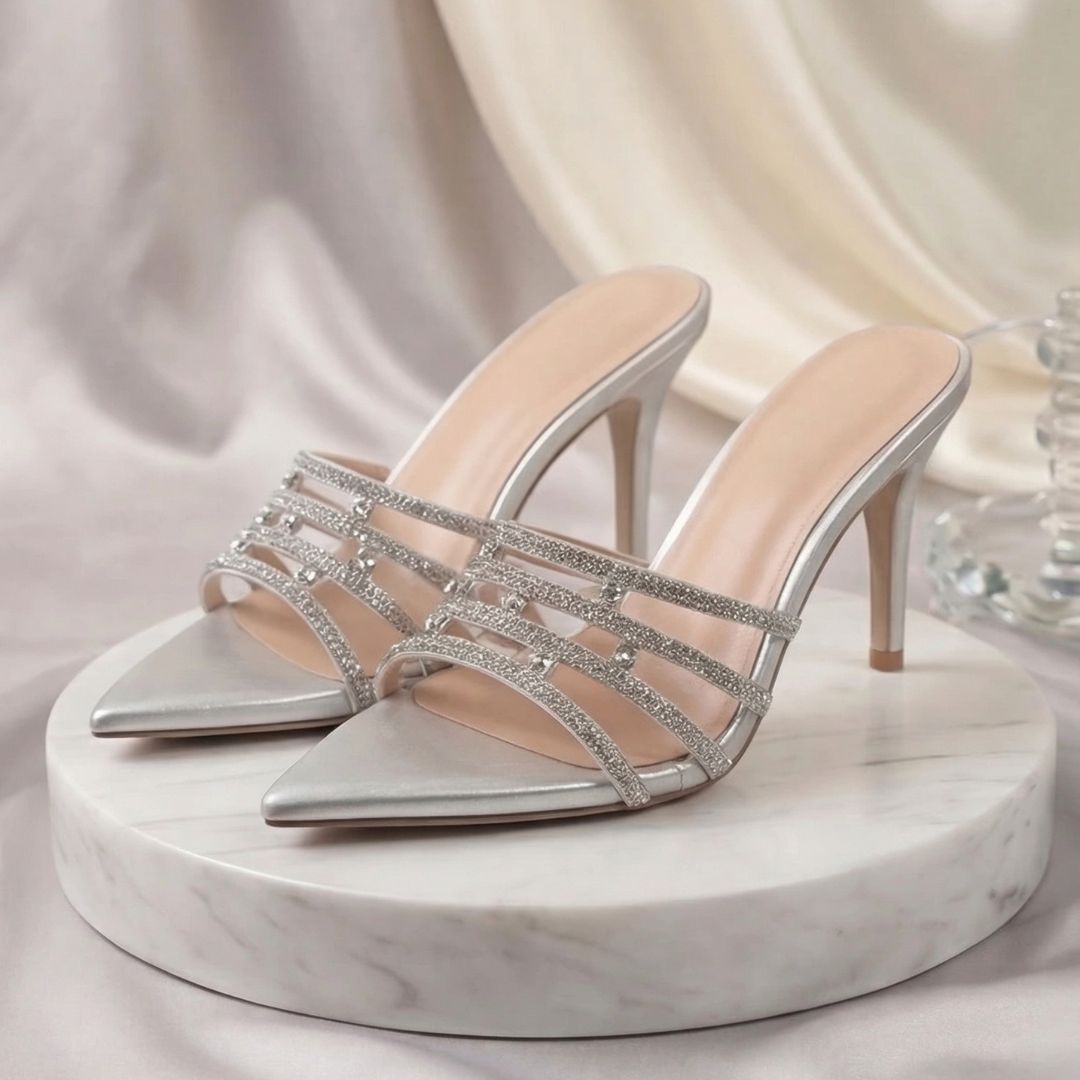 Metallic Muse - Metallic Silver party Heel