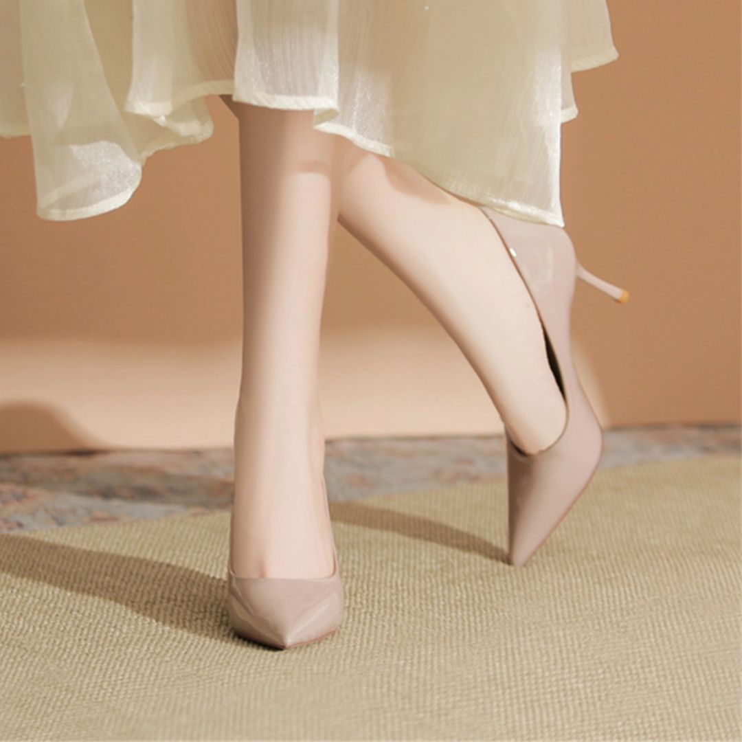 Bindaas nude stiletto heel height and sole view