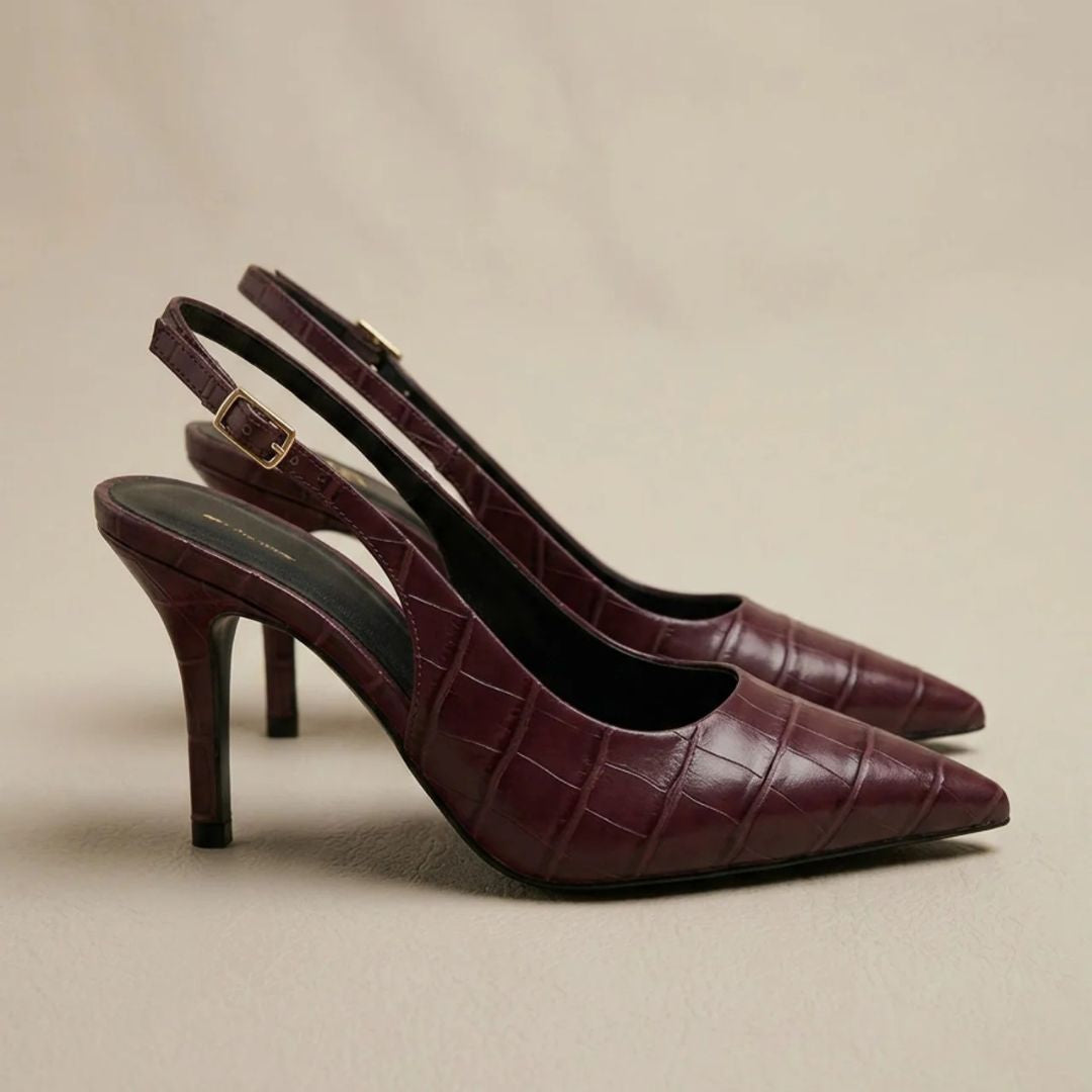 Textured Shine - Maroon Textured Office Heel
