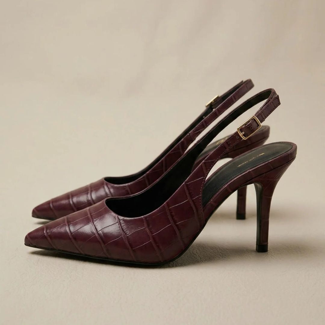 Textured Shine - Maroon Textured Office Heel