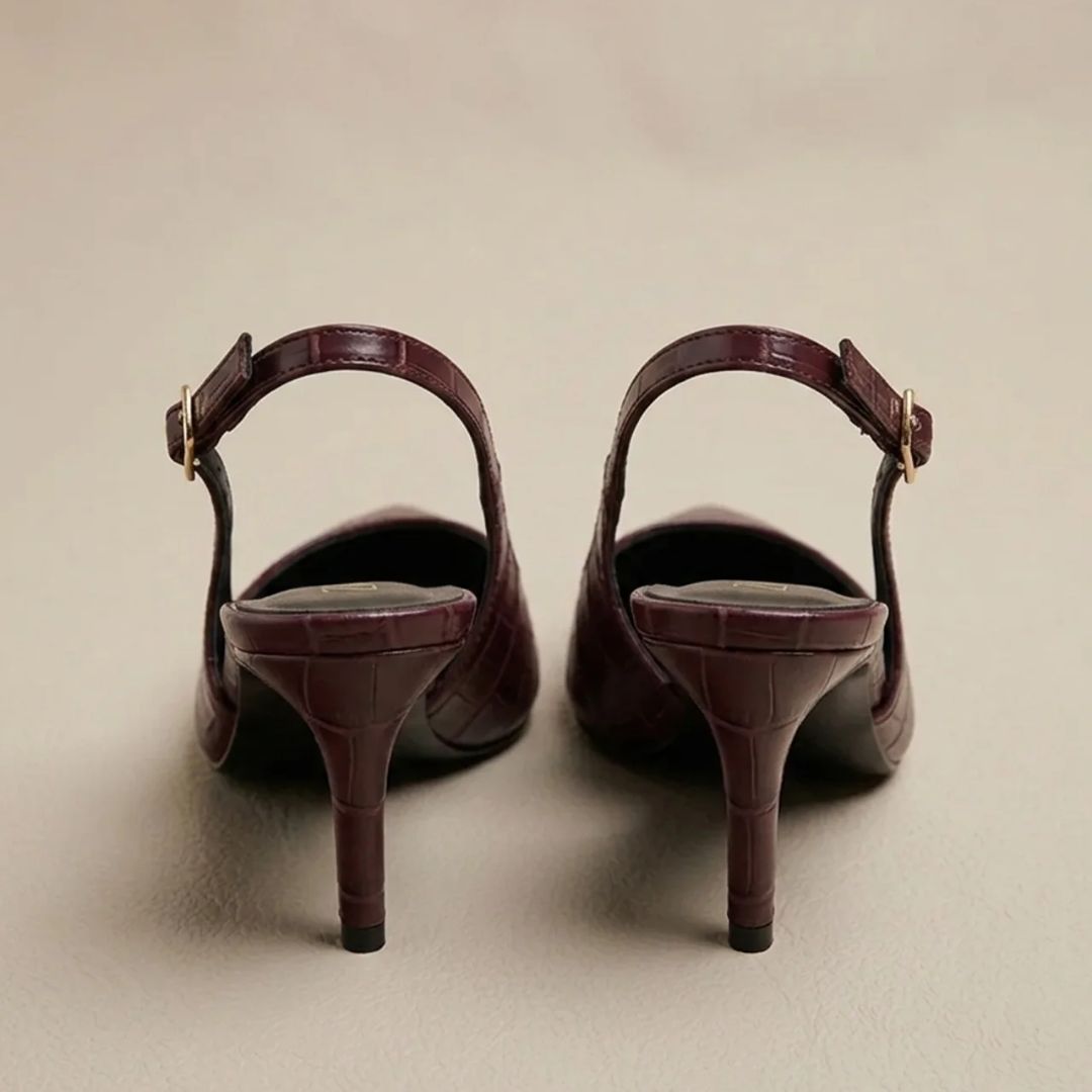 Textured Shine - Maroon Textured Office Heel