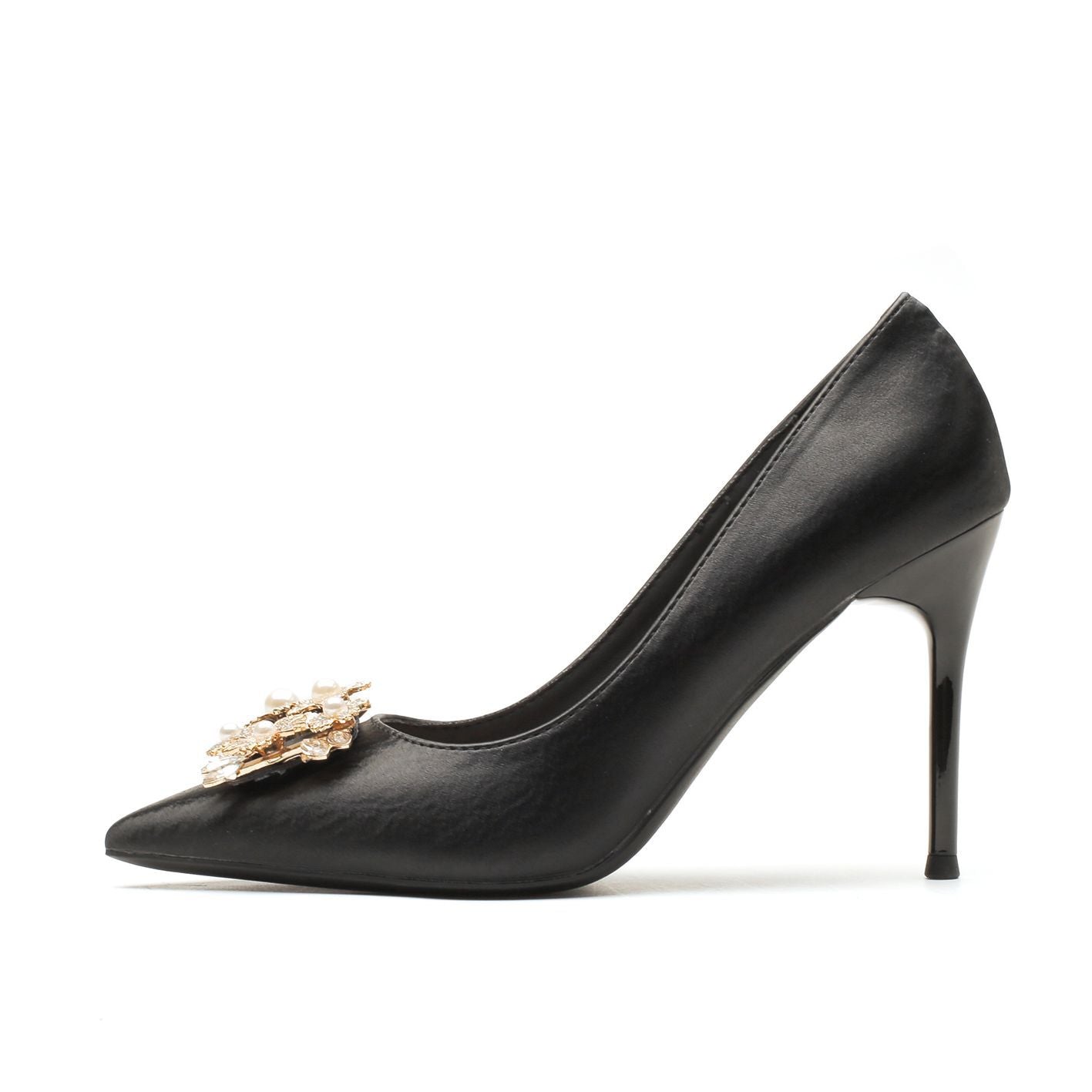 Alia Square Buckle High Heels (Black)