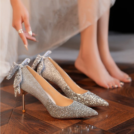 French Crystal Bow Heel