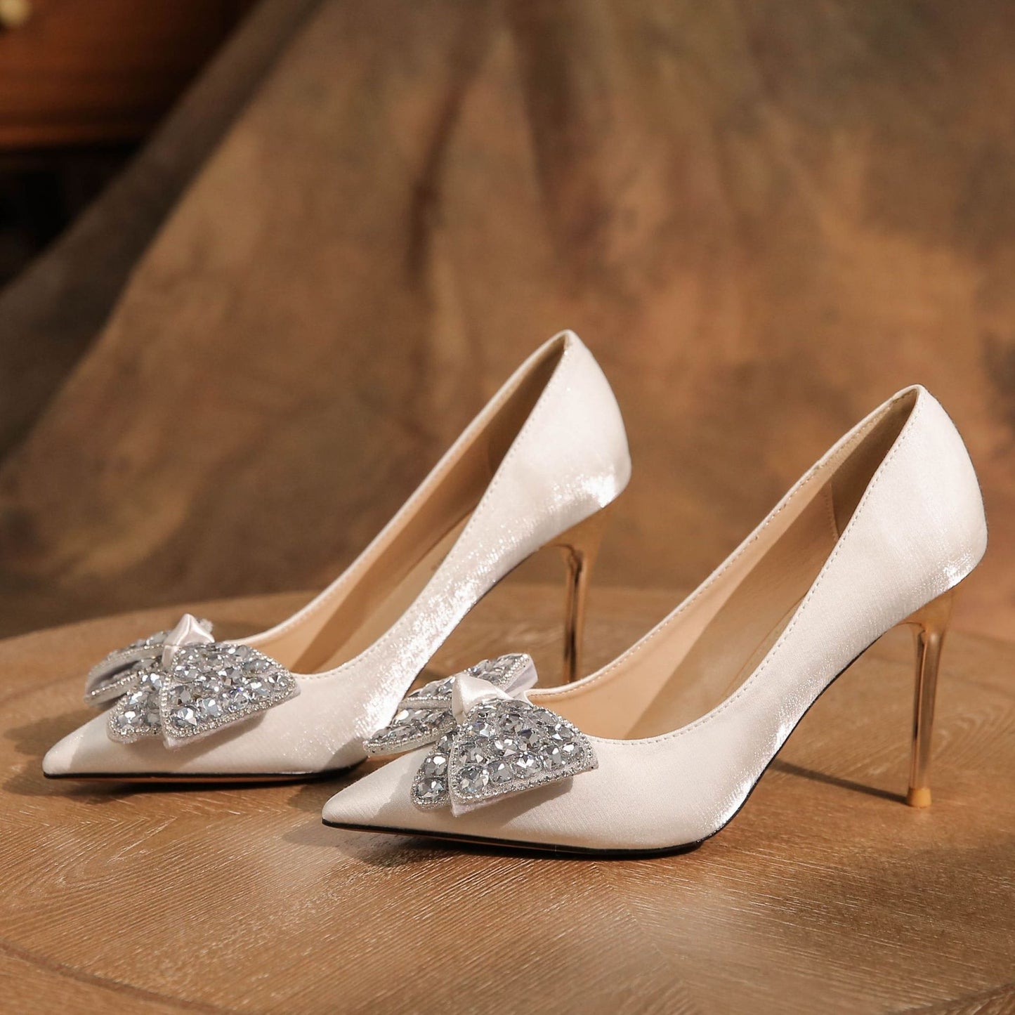 Bow Rhinestone Heel