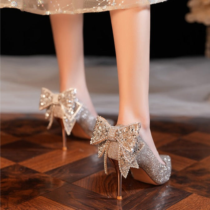 French Crystal Bow Heel