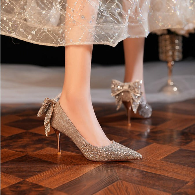 French Crystal Bow Heel