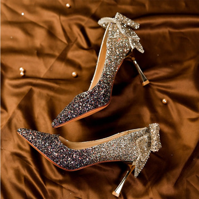 French bow gradient crystal Heel