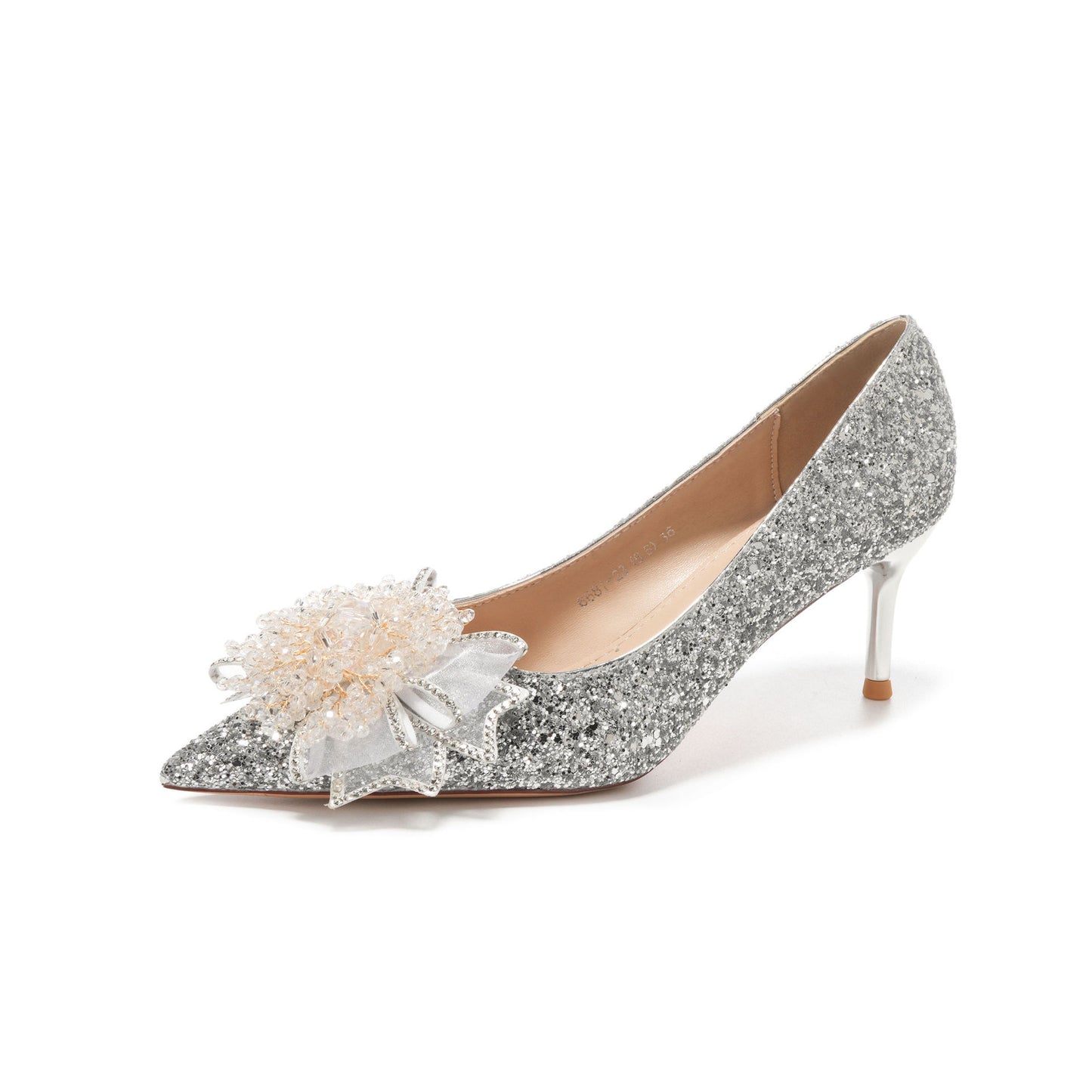 Shiny Gretel Applique Rhinestone Heel