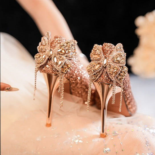 Butterfly Bow Heel - CHAMPAGNE