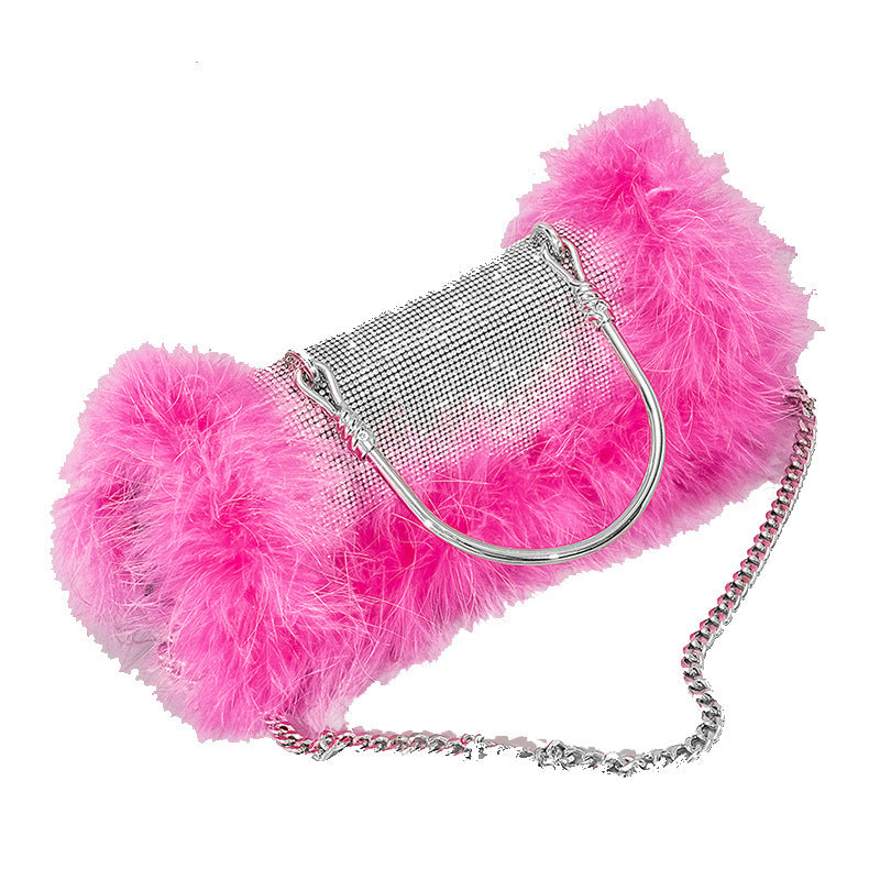 Ostrich feather rhinestone bag