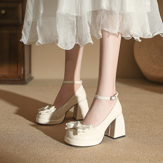 Ribbon Bow Block Heels