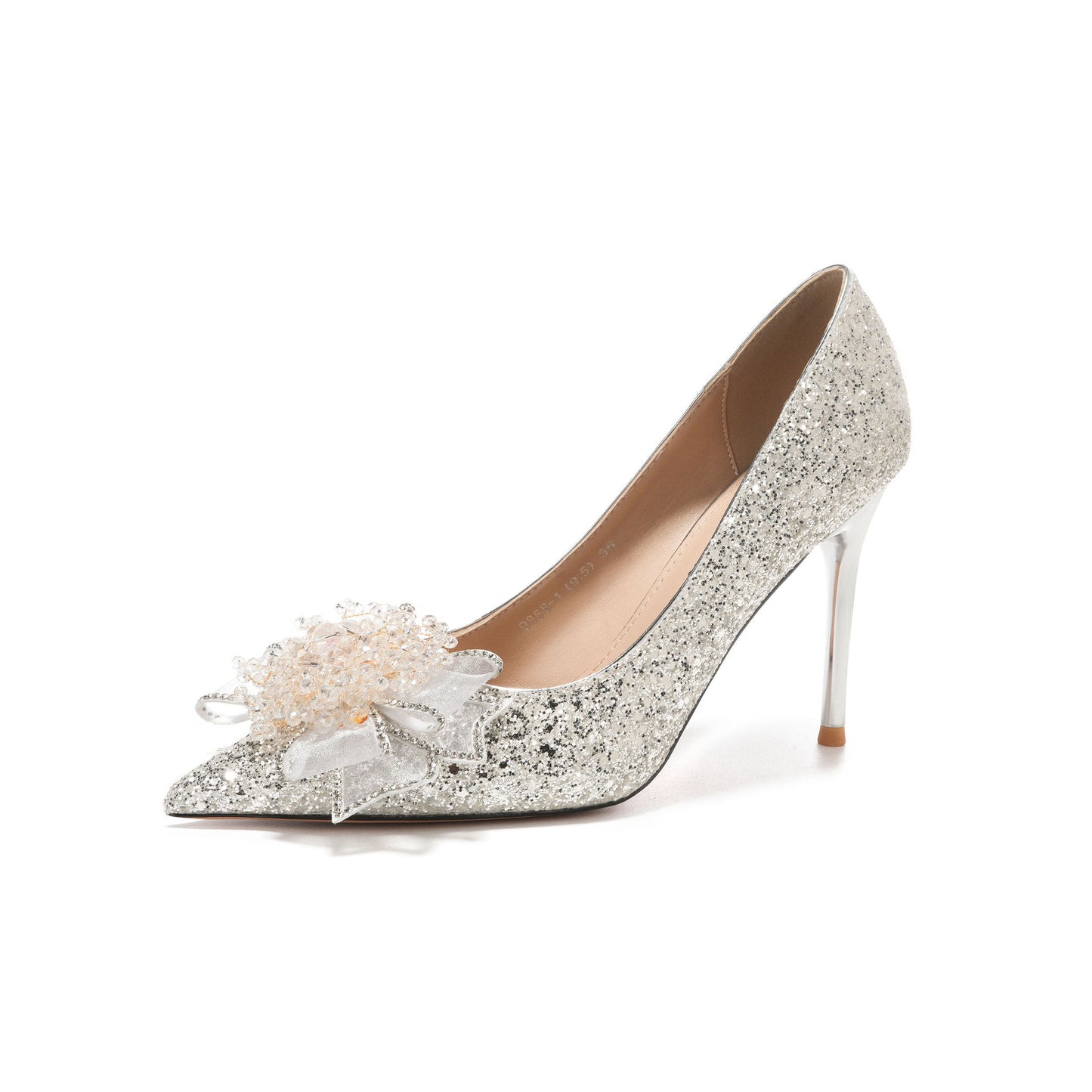 Shiny Gretel Applique Rhinestone Heel