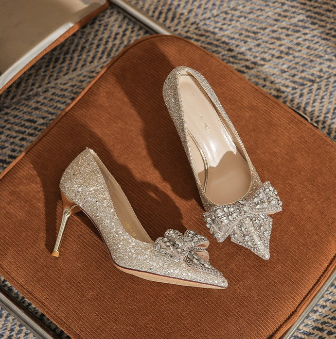 Crystal Wing Bridal Heels