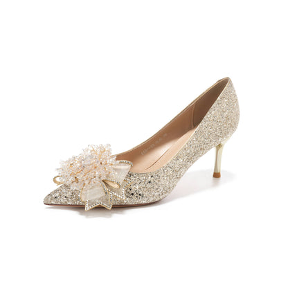 Shiny Gretel Applique Rhinestone Heel