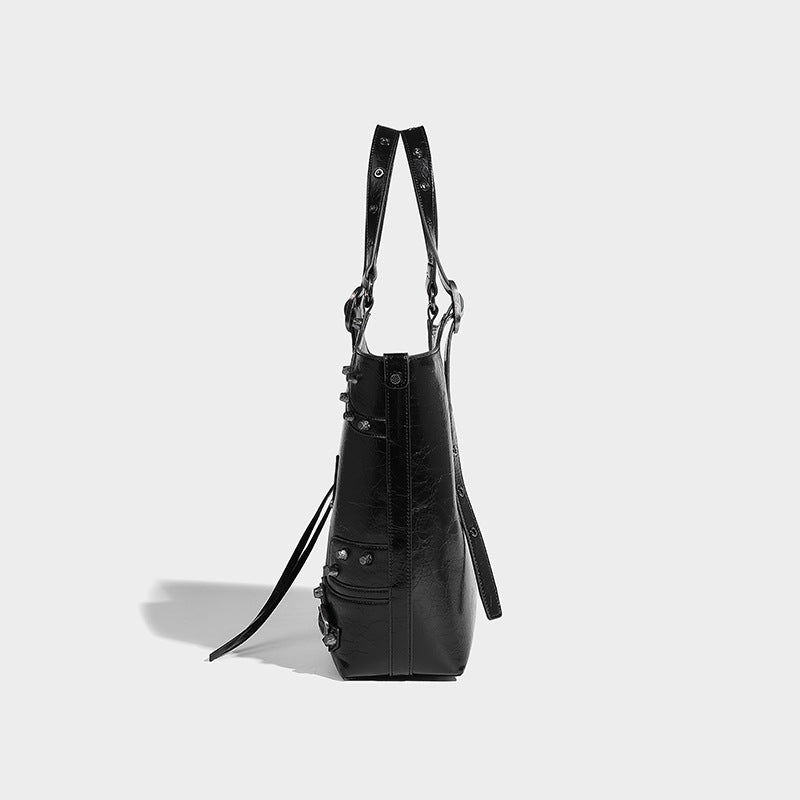 Dark vintage locomotive rivet tote bag