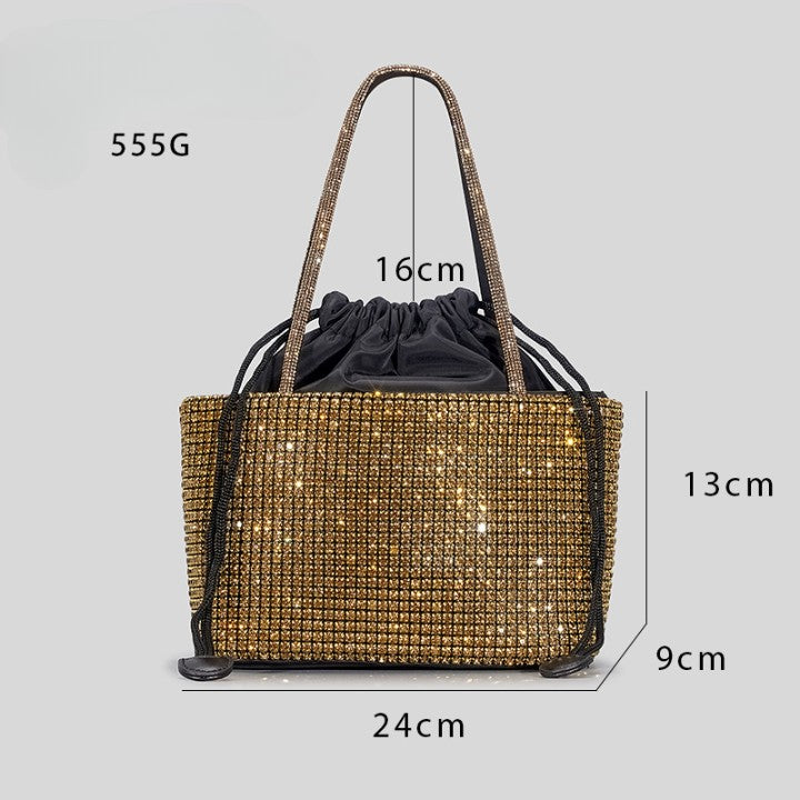 Diamond-encrusted drawstring Handbag