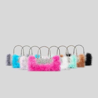 Ostrich feather rhinestone bag