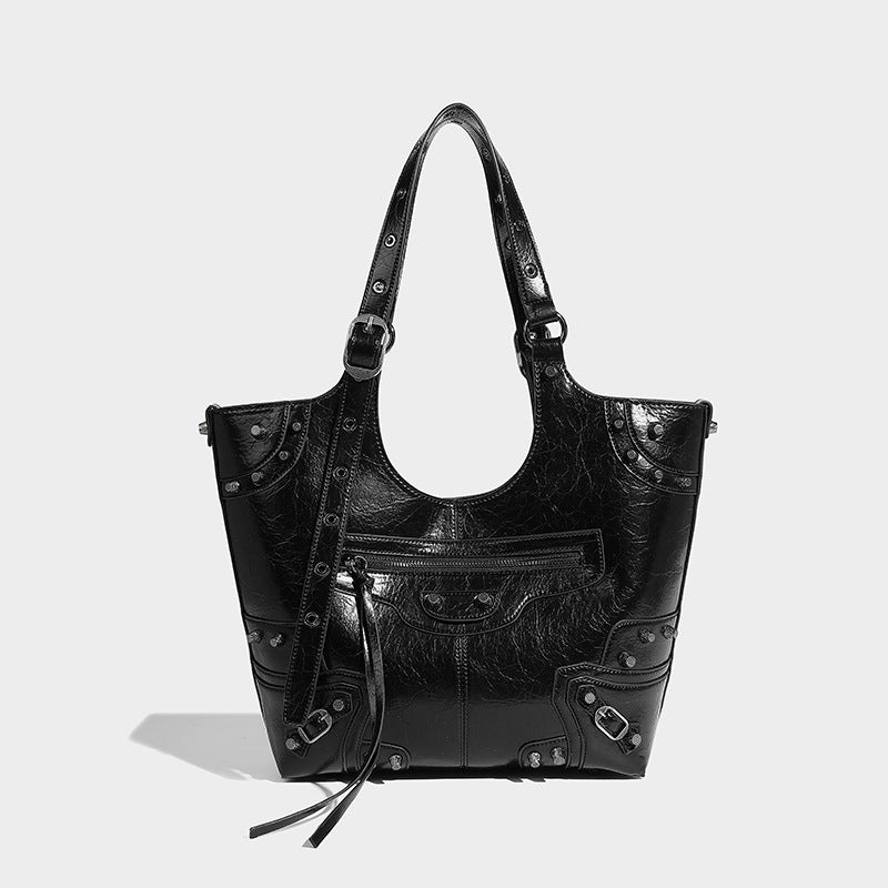 Dark vintage locomotive rivet tote bag