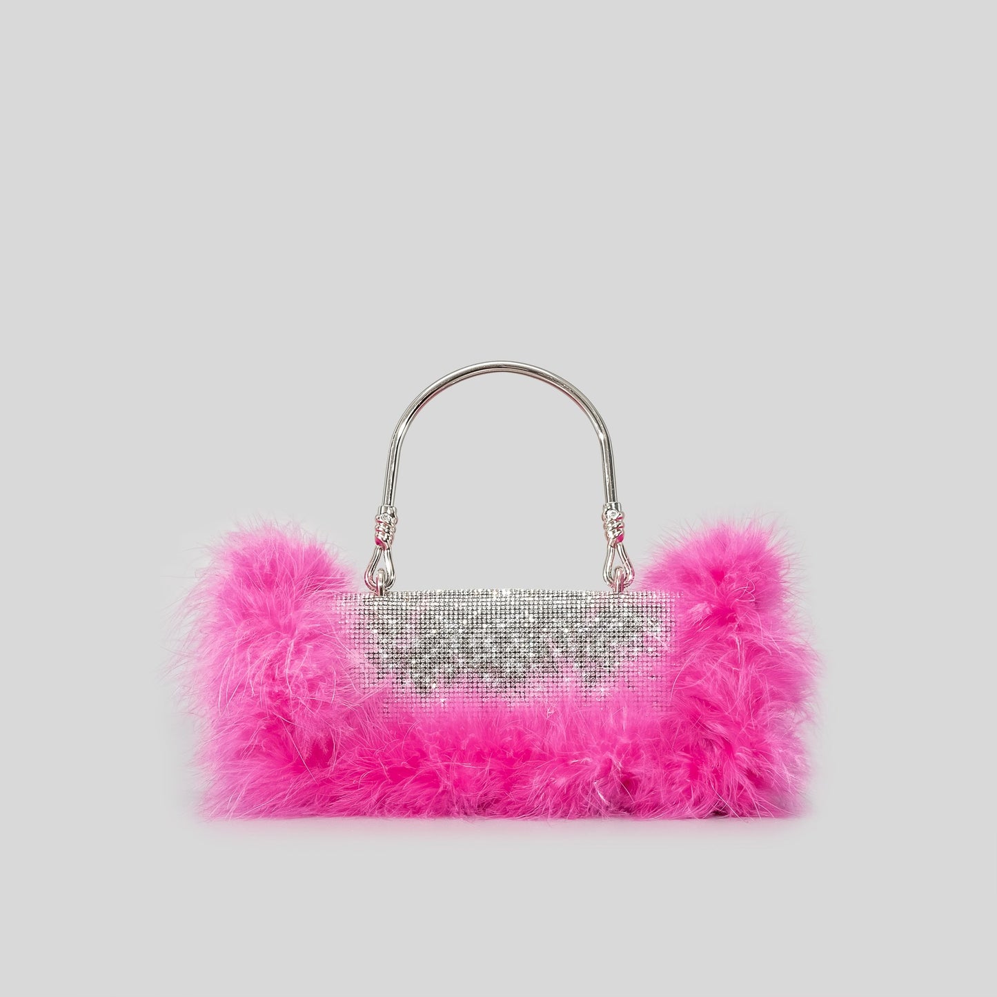 Ostrich feather rhinestone bag