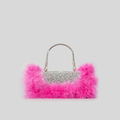 Ostrich feather rhinestone bag