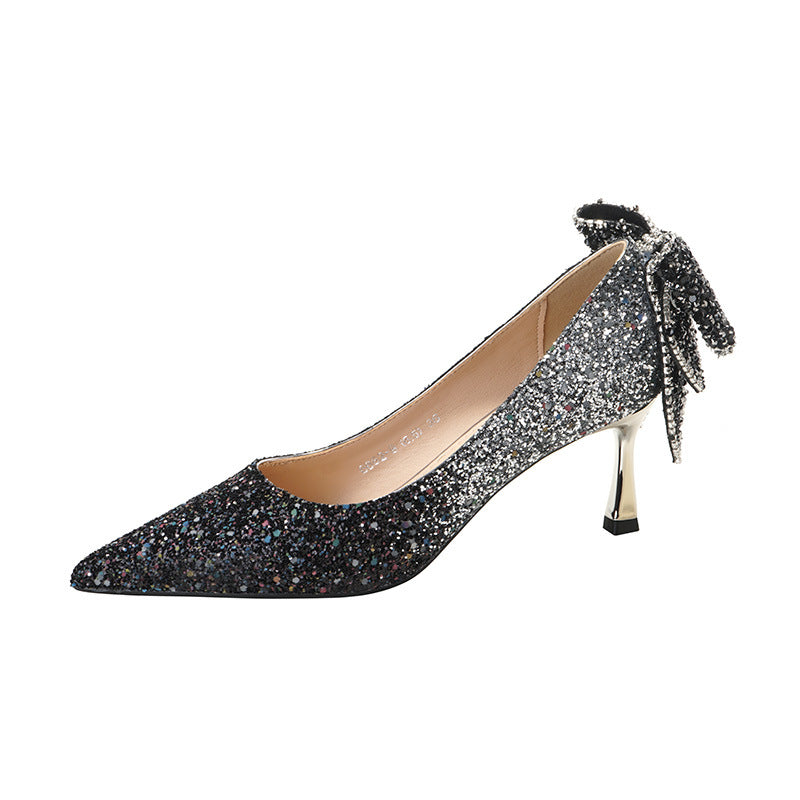 French bow gradient crystal Heel