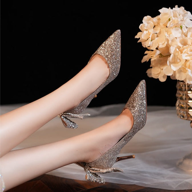 French Crystal Bow Heel