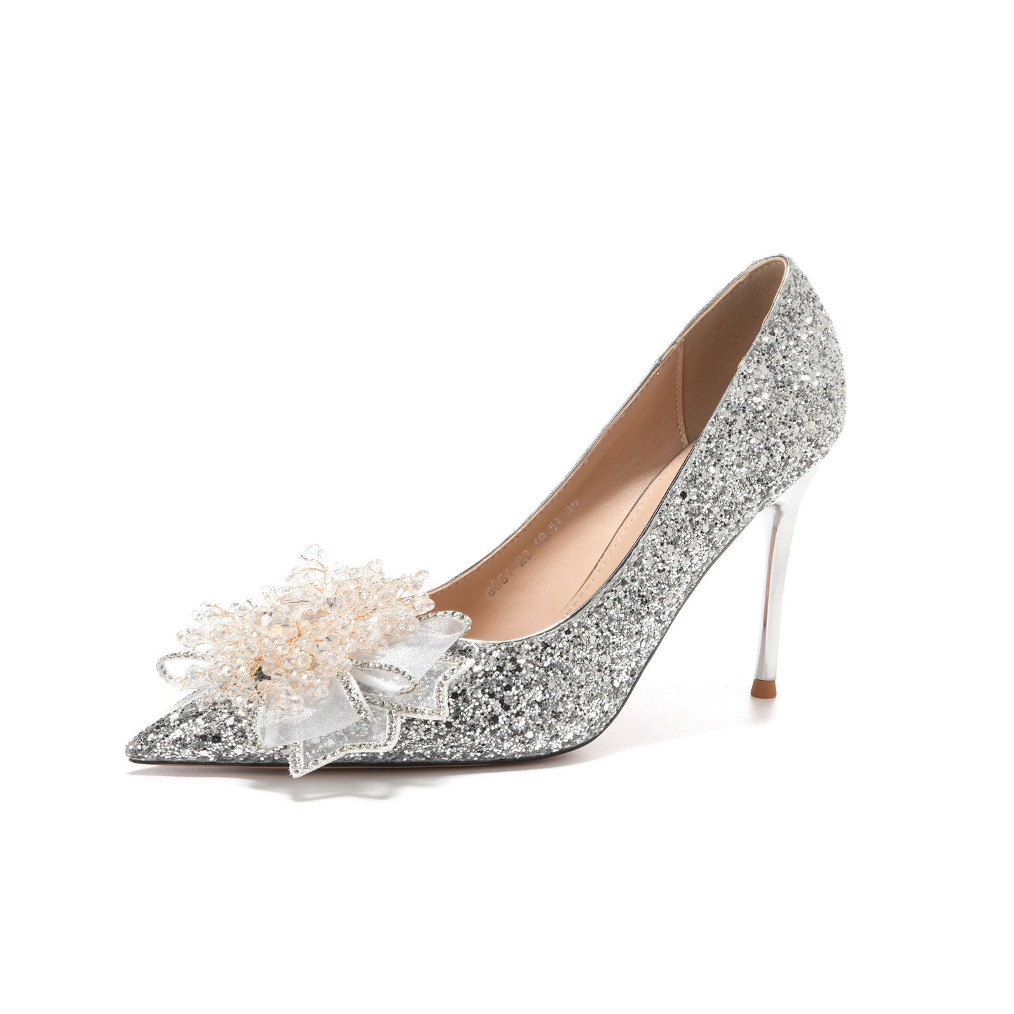 Shiny Gretel Applique Rhinestone Heel