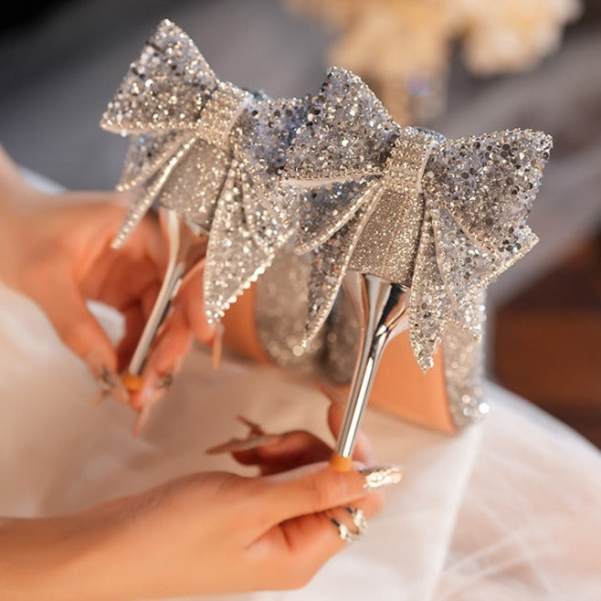 French Crystal Bow Heel