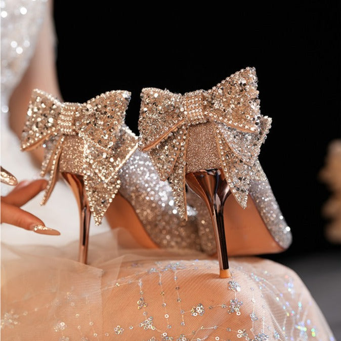 French Crystal Bow Heel