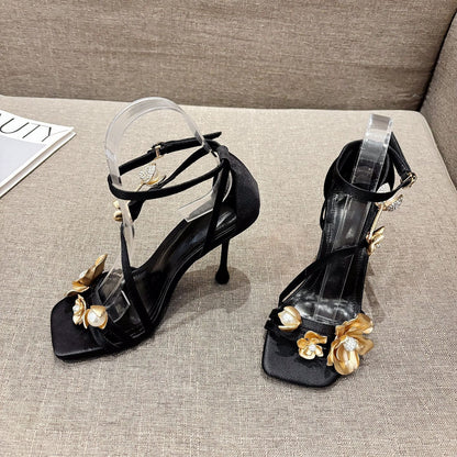 Golden Flower High Heels