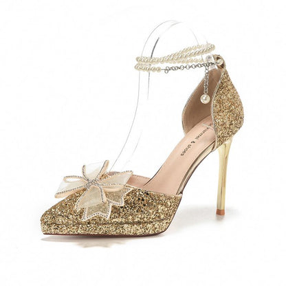 Gilded Pearl Bows Heels