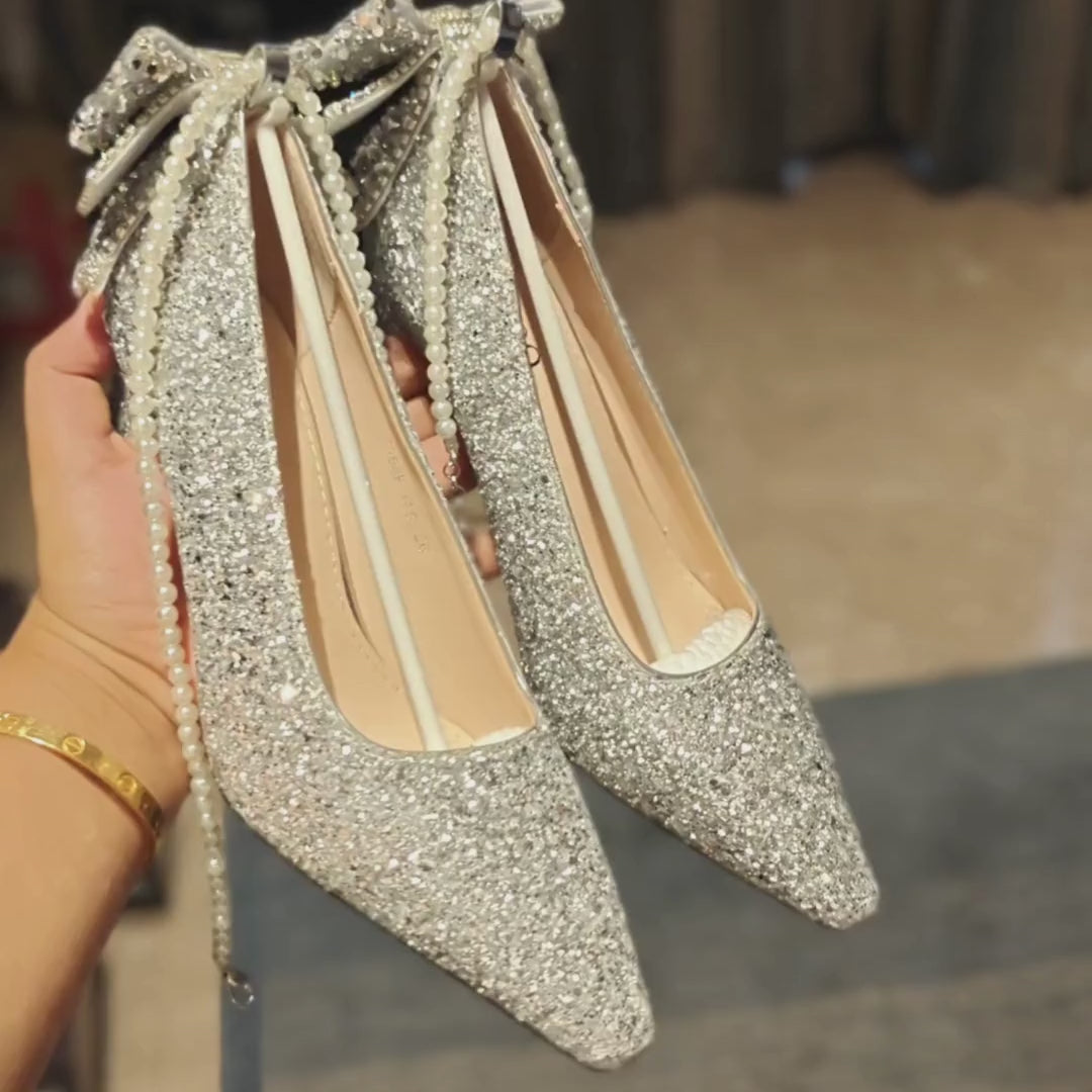 Chaand Bela — Silver Shimmer bridal Heel | Ozzaro
