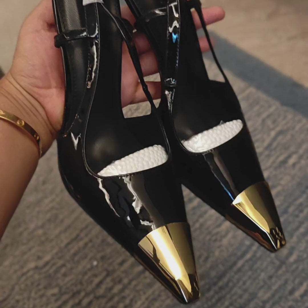 Gilded Edge — Black Cocktail & Party Heels | Ozzaro