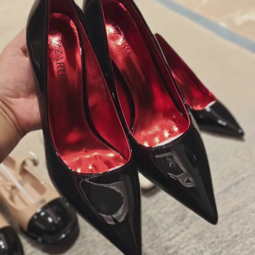 The Final Walk — Black Patent Stiletto Party Heels  | Ozzaro