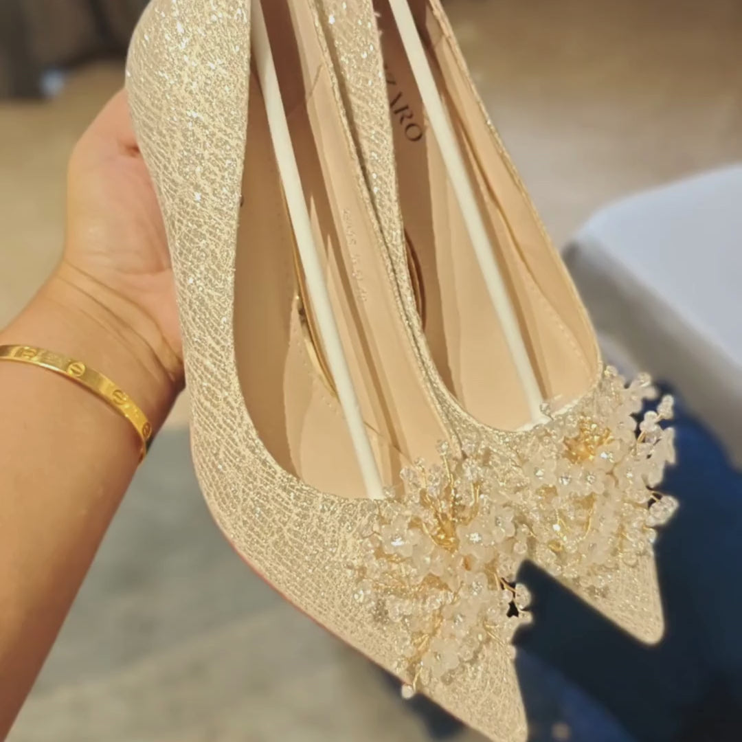 Roshan Step — Silver Shimmer Bridal Heel | Ozzaro