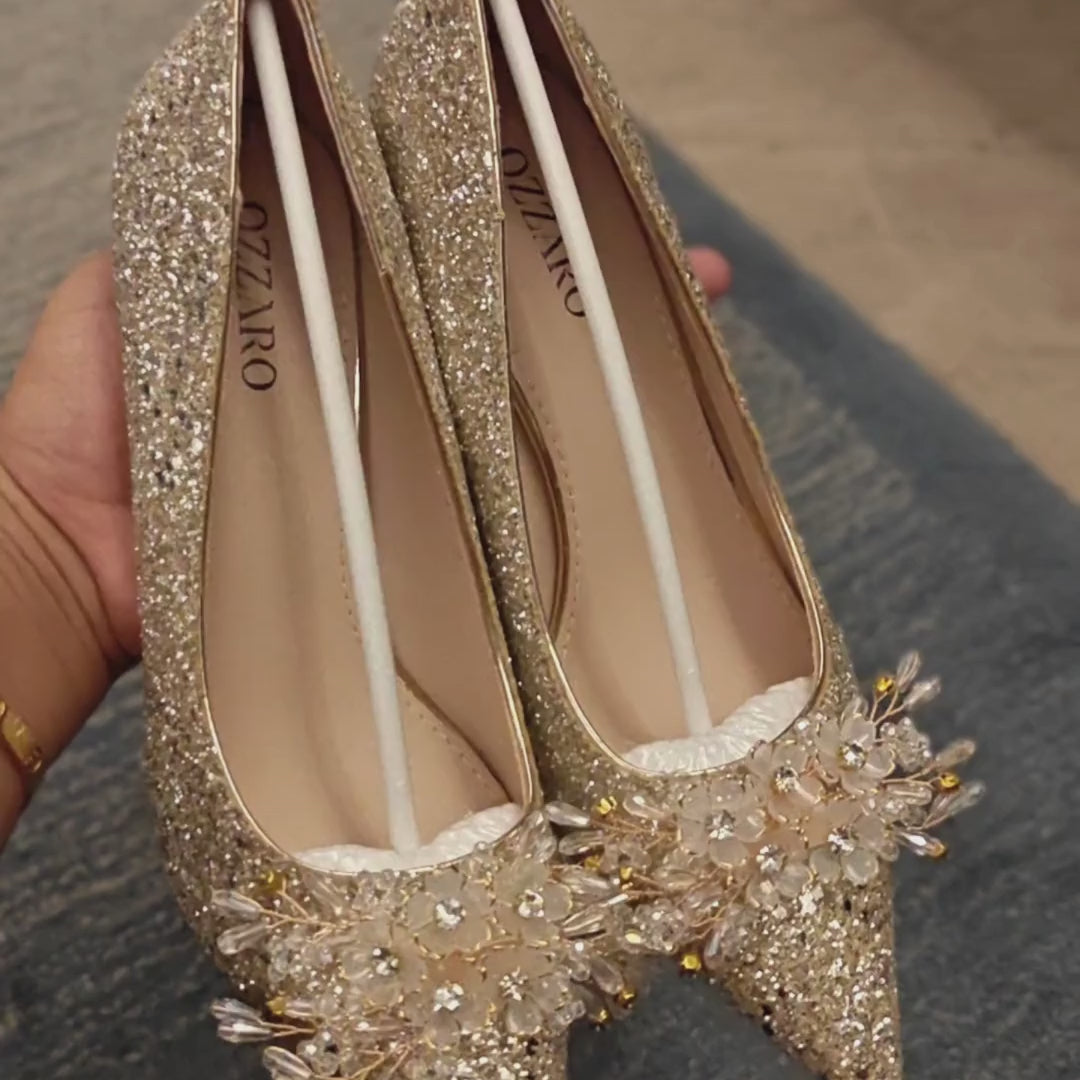 Meher bloom - Silver Bridal Heel | Ozzaro